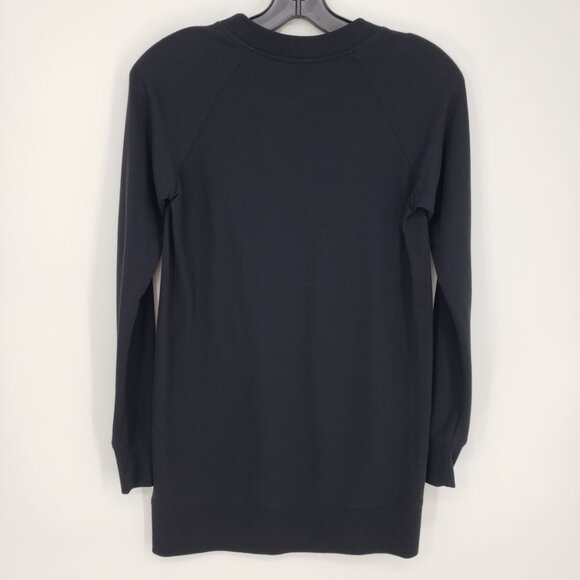 Theory High Low Split Hem Pullover Sweatshirt Top XS Womens Crew Neck Black - Picture 3 of 7